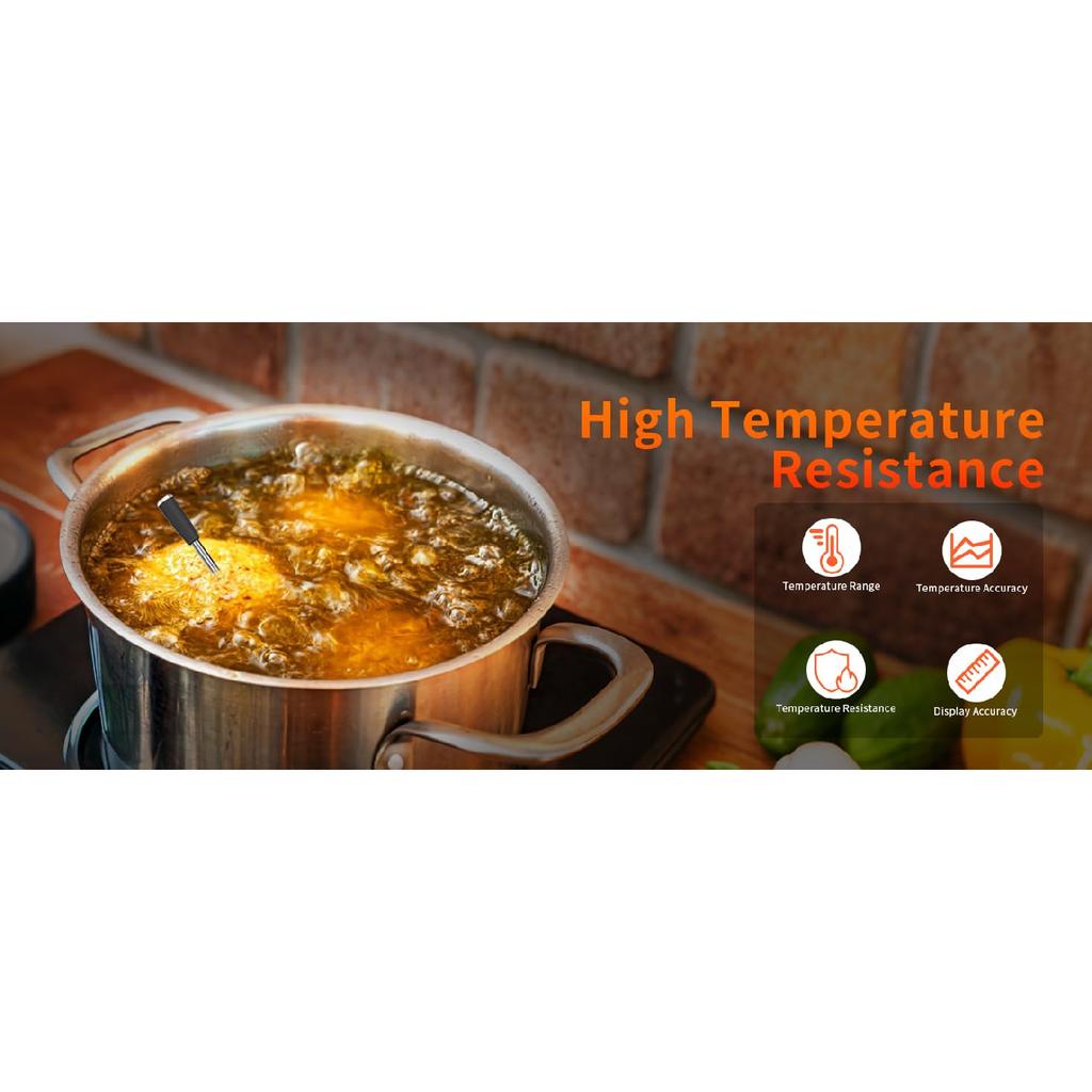Smart Wireless Meat Thermometer with Ultra-Thin Probe,Bluetooth Food Thermometer,Digital Food Thermometer for Remote Monitoring of BBQ Grill, Oven,
