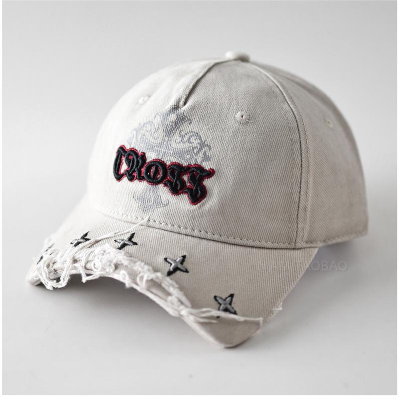 Fashion Hat Trendy New Broken Edge Soft Top Baseball Cap Men's and Women's Fashion Personality Versatile Niche Retro Cap