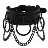 Trendy Punk Pu Leather Sexy Fashion Chain Collar Necklace Dark O-Shaped Chain Neck With Halloween Gift