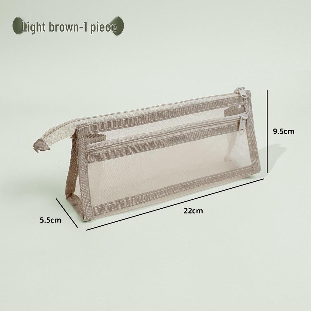 Transparent Double-Layer Mesh Pencil Case - Large Capacity Stationery Bag for Students