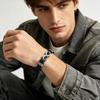 OPK Men's Trendy Leather Bracelet with Stainless Steel Infinity Design