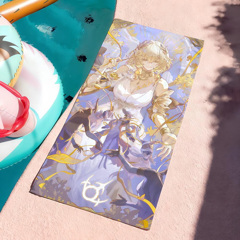 Game Aglaea Honkai Star Rail Towel Sports Quick Dry Travel Camping Gear Sandproof Soft Light Large Beach Towel