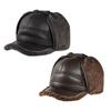 High Quality PU Leather Men's Earmuffs Cap Windproof Thickened Baseball Cap Outdoor Warm Ear Protection Hat Autumn Winter