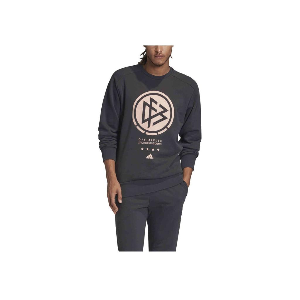 adidas Germany National Team Large Logo Crew Neck Sweatshirt Men Tops Black FI1470