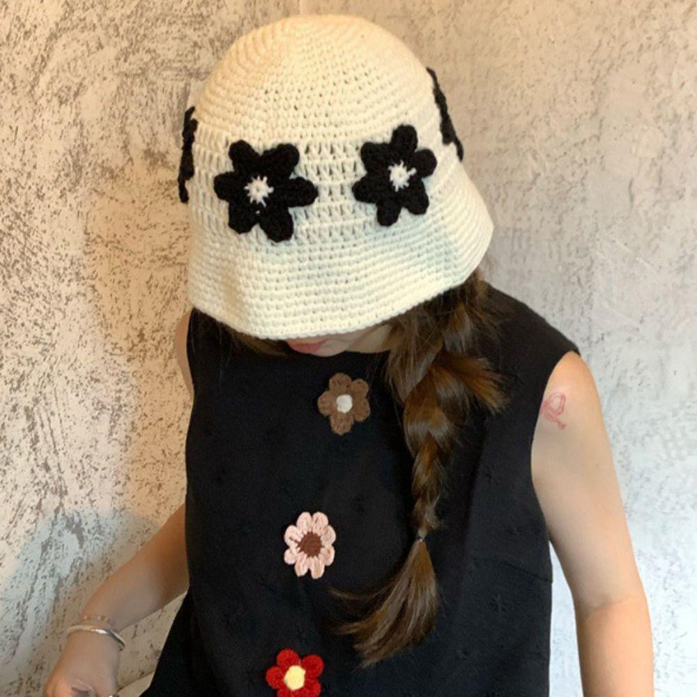 Korean Style Beanies Hat Handmade Bucket Hat Retro Women's Fisherman Hat  Girls