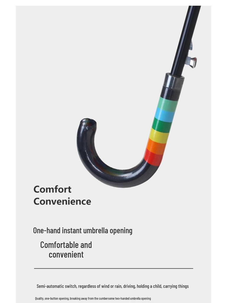 16-Rib Windproof Rainbow Umbrella - Long Handle, Sun & Rain Protection, Perfect for Business & Logo Advertising