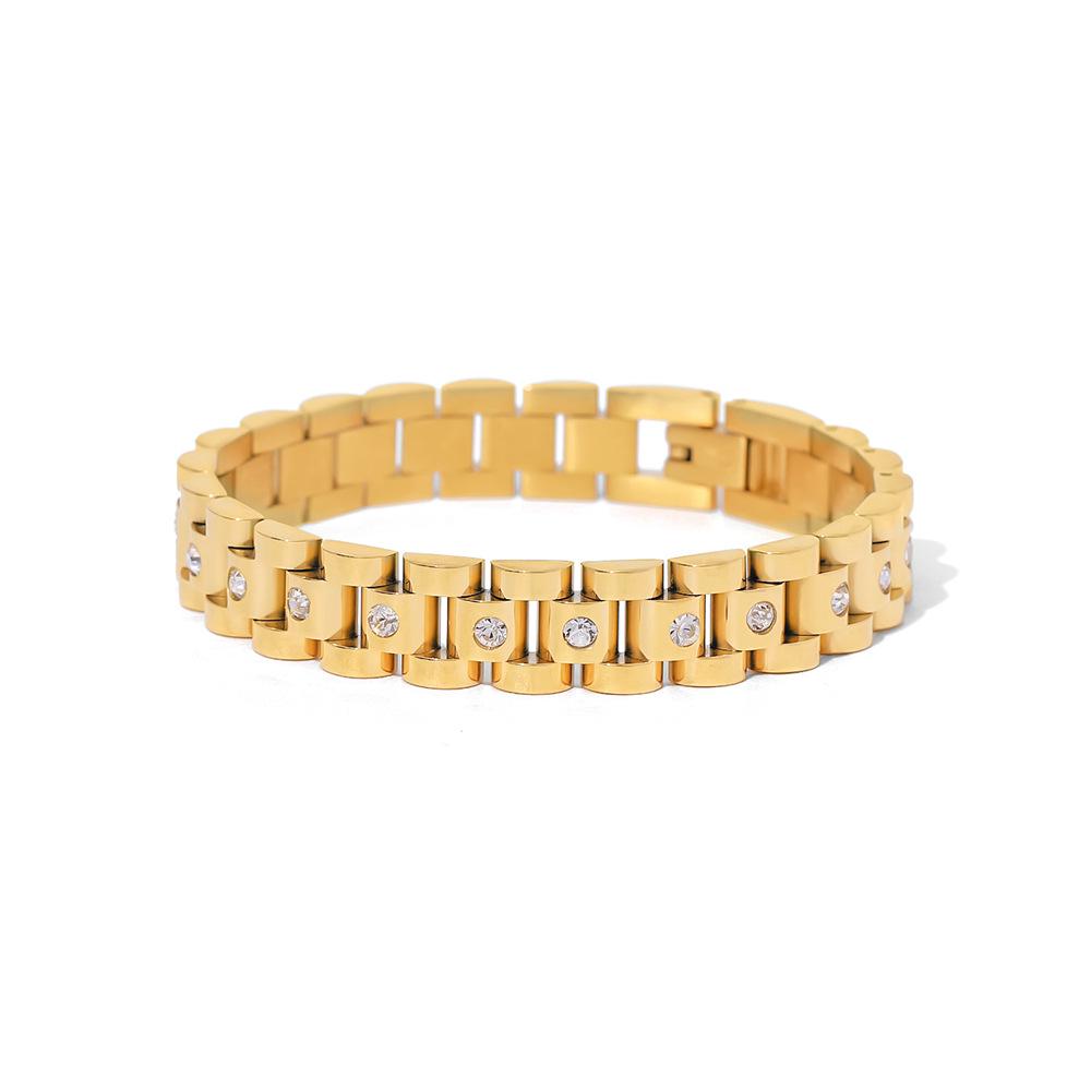 European & American Influencer Style 18K Gold PVD Steel Bracelet Watch Band