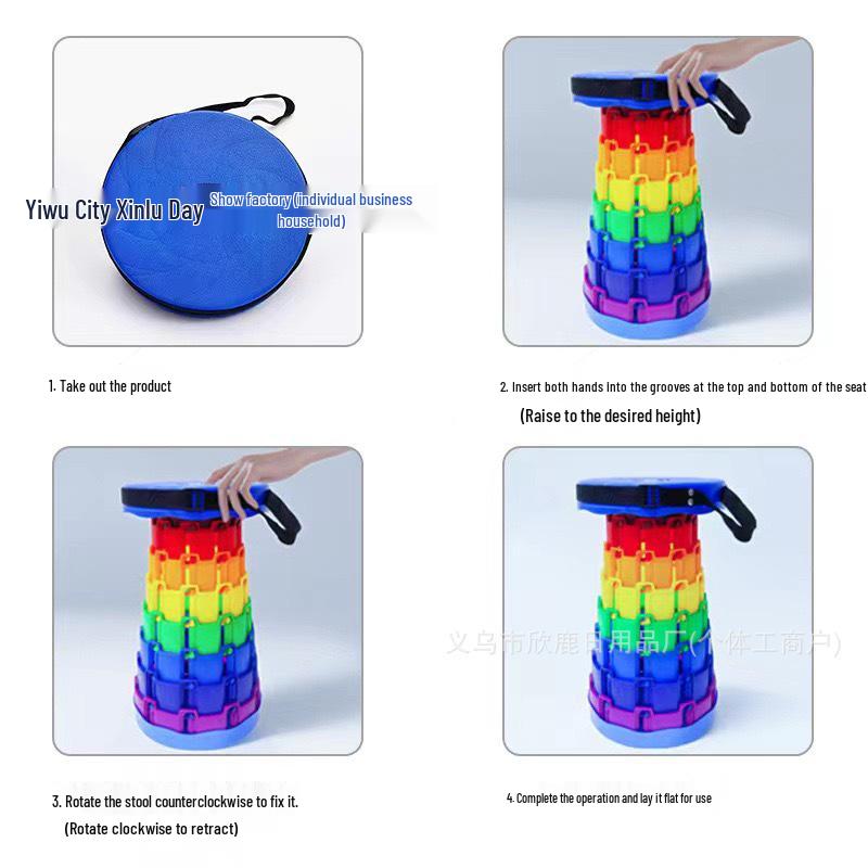 Adjustable Rainbow Telescopic Folding Stool - Portable Outdoor Chair for Fishing & Travel
