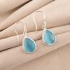 Genuine Blue Cat's Eye Gemstone 925 Solid Silver Jewelry Handmade Earrings 1.40" EE-9-42