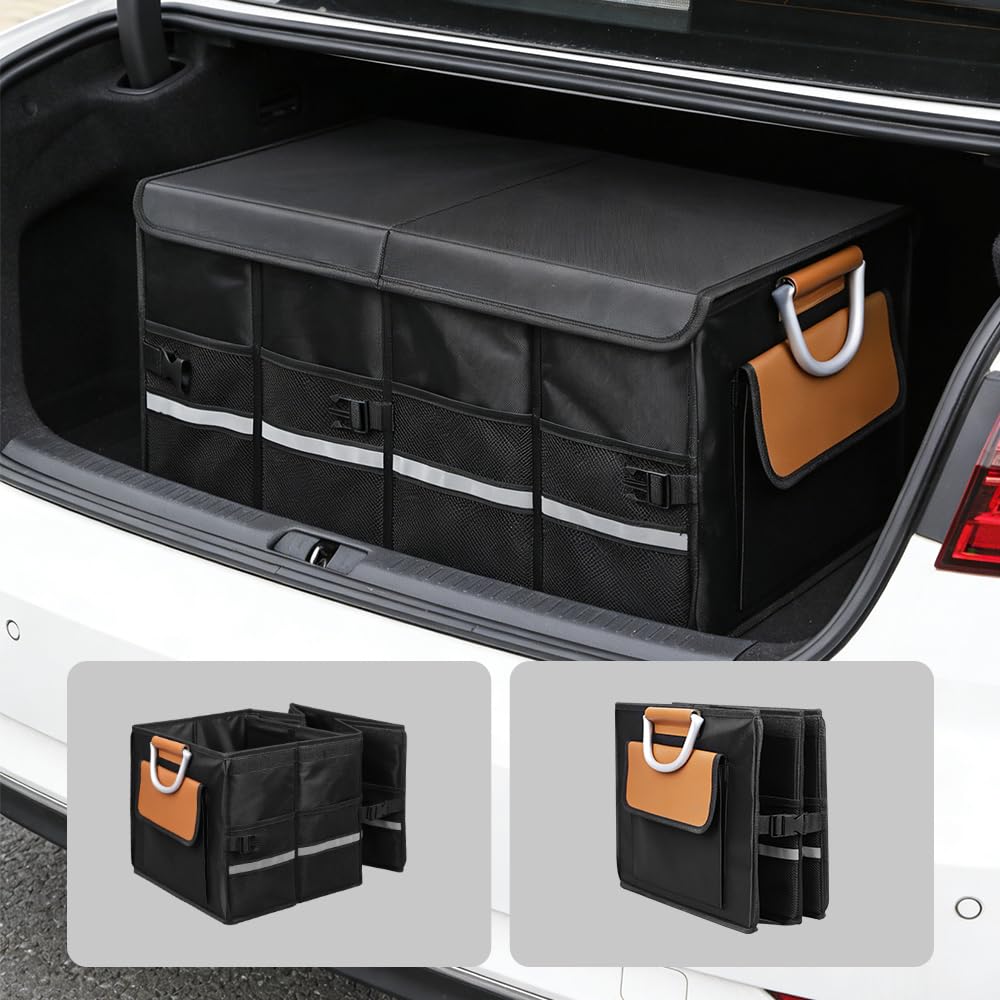 ANSAIRUI Foldable Storage 63L Large Car Trunk with Compact Reflective for Outdoor Use and Emergency Preparedness Box, Black, Capacity, Storage,