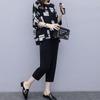 Women's Suit for Fat Girls, Short-sleeved, Belly-covering, Loose and Slimming Two-piece Set