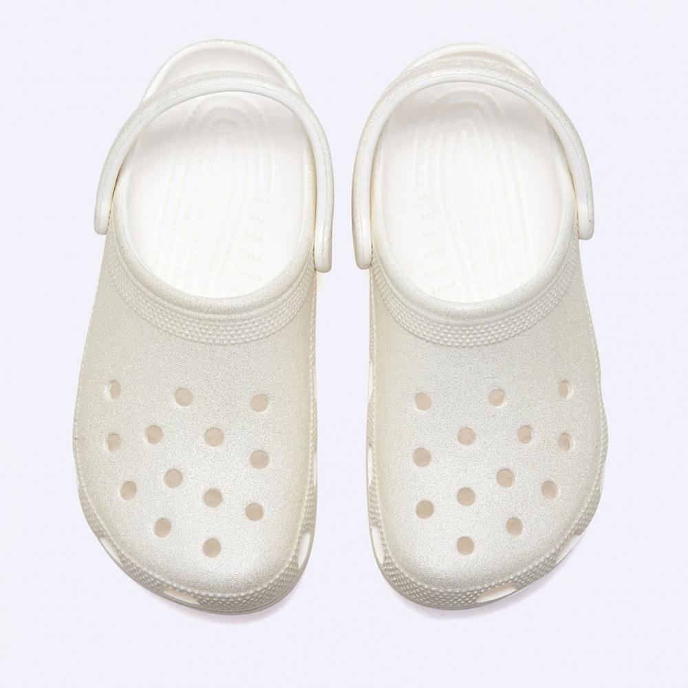 Crocs Klassische Glitzer-Clogs Weiß 205942 100