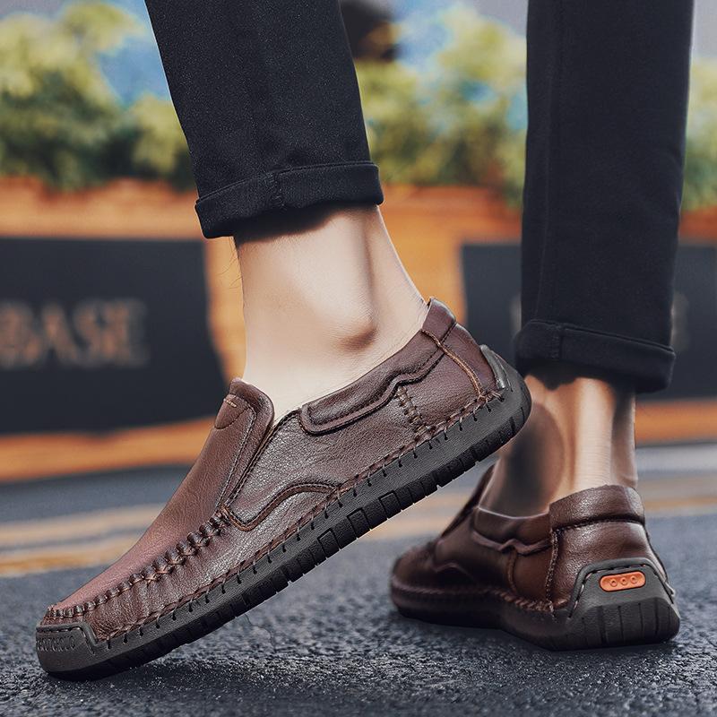 Leather Shoes Men's Spring New plus Size Stitching Leather Casual Shoes Trendy Lazy Doug Shoes Men's Driving