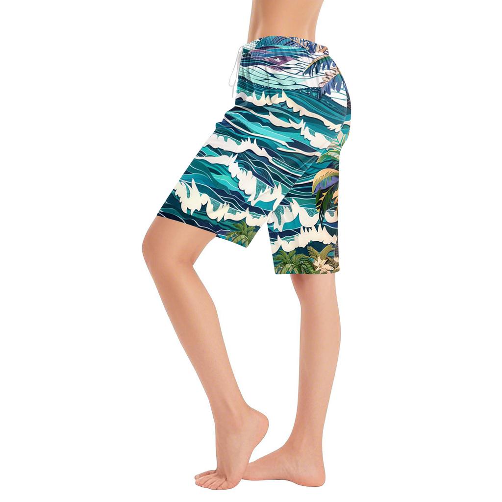 Women's Casual Fashionable Comfortable Pajama Pants Printed Drawstring Shorts