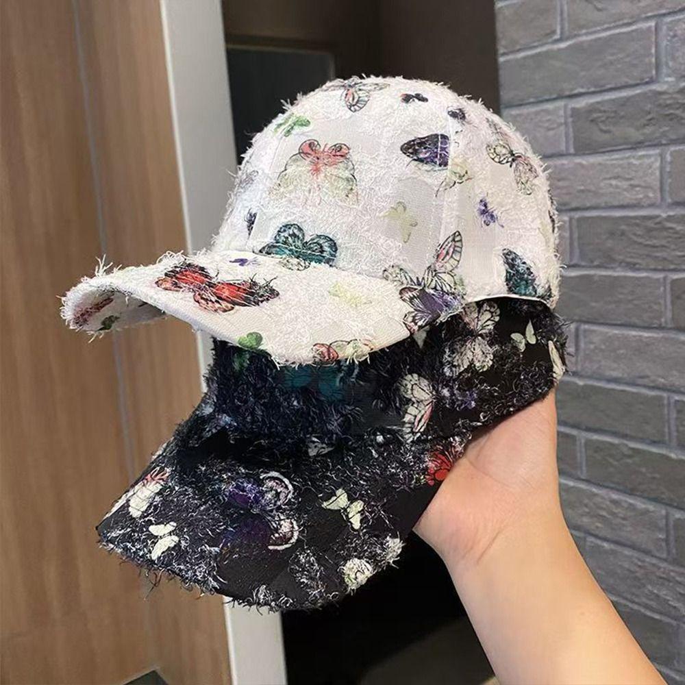 Embroidered Butterfly Korean Style Baseball Cap Versatile Fashion Sun Hat Baseball Cap Daily Use
