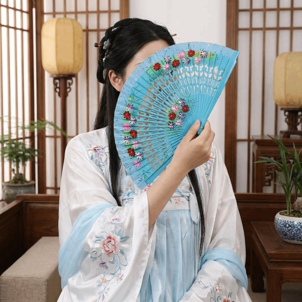 Hand Crafted Hand-painted Fan Colorful Spanish Wood Fan Traditional Handheld Fan Home Ornaments