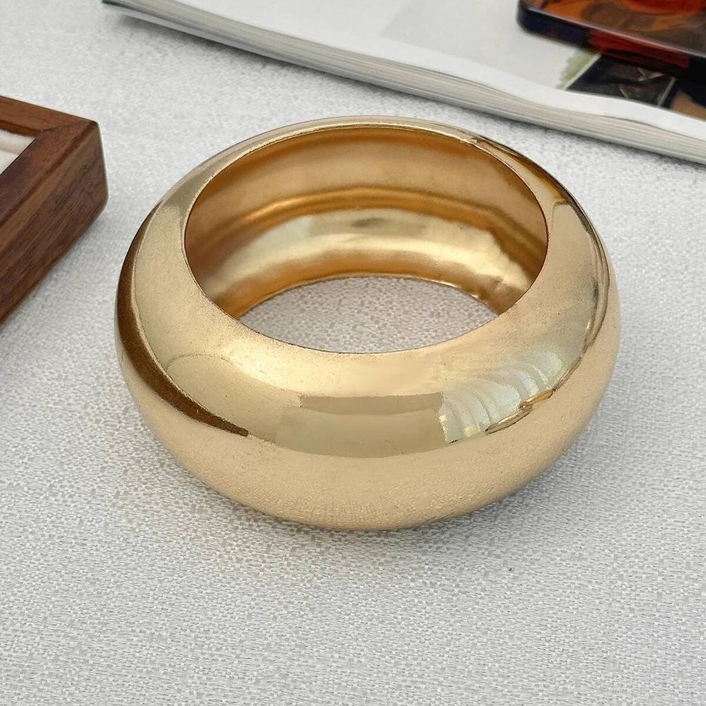 IngeSight.Z 3 Styles Punk Gold Color Smooth Wide Bangle Women Creative Hyperbole Round Geometric Bracelet Steampunk Jewelry Gift
