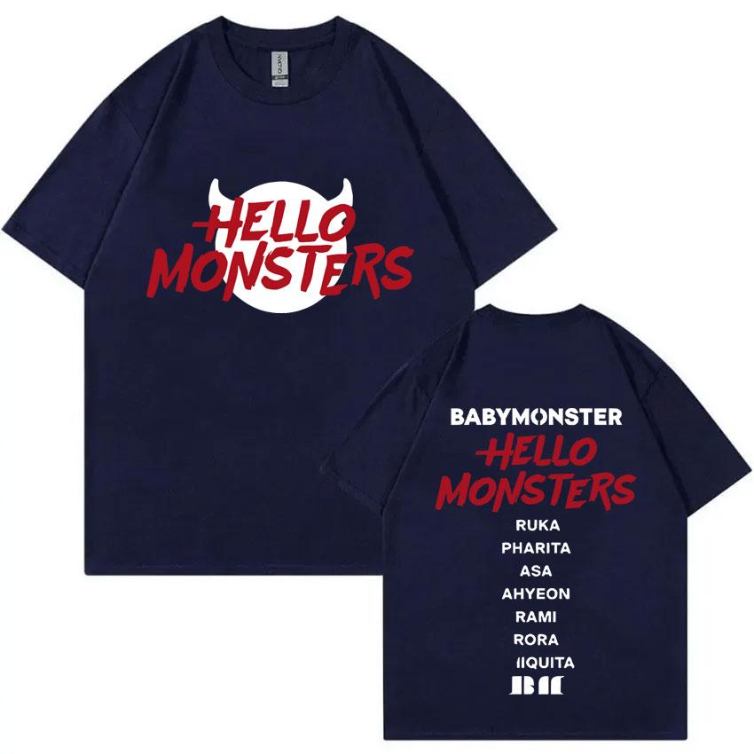 

Футболки Babymonster Hello Monsters World Tour Футболка с двусторонним принтом Мужская Женская Корейская Мода Оверсайз Уличная Одежда Футболка M
