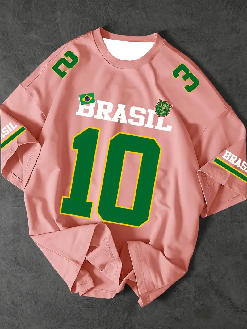 

Мужская футболка с графикой Brazil 10, уличная одежда, с коротким рукавом, летняя графическая футболка, джерси, больших размеров, женская спортивная футболка, топы 4XL