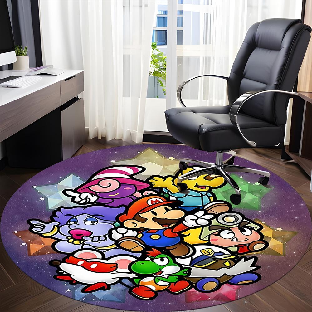 1pc Mario Party Office Round Area Rug, Under Office Chairs Bedroom Living Room Home Decor, Room Decoa1016217