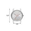 DKNY Ladies Soho 34mm Stainless Steel Quartz Dress Watch, Silver/Rose Gold Logo.