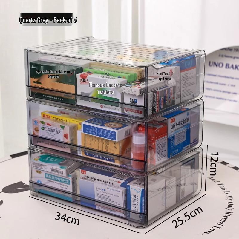 Transparent Large-Capacity Medicine Storage Box: Moisture-Proof, Dust-Proof, Drawer Type for Home Use
