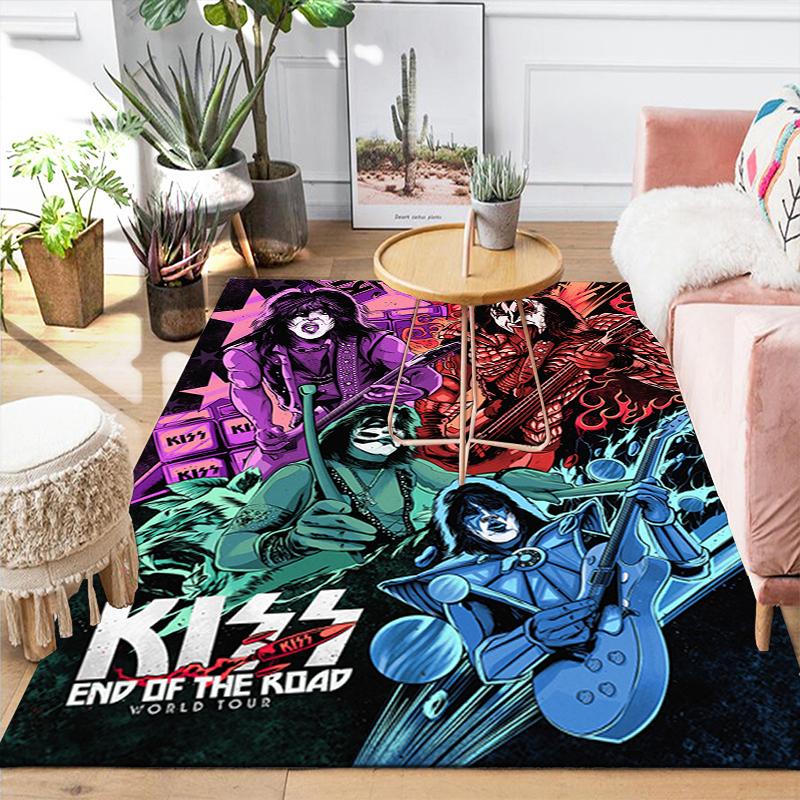1Pc Kiss End Road Tour Rug, Office Carpet Indoor Outdoor Doormat, Non-Slip, Comfortable, Living, Christmas Halloween, Xmas Gift L1387