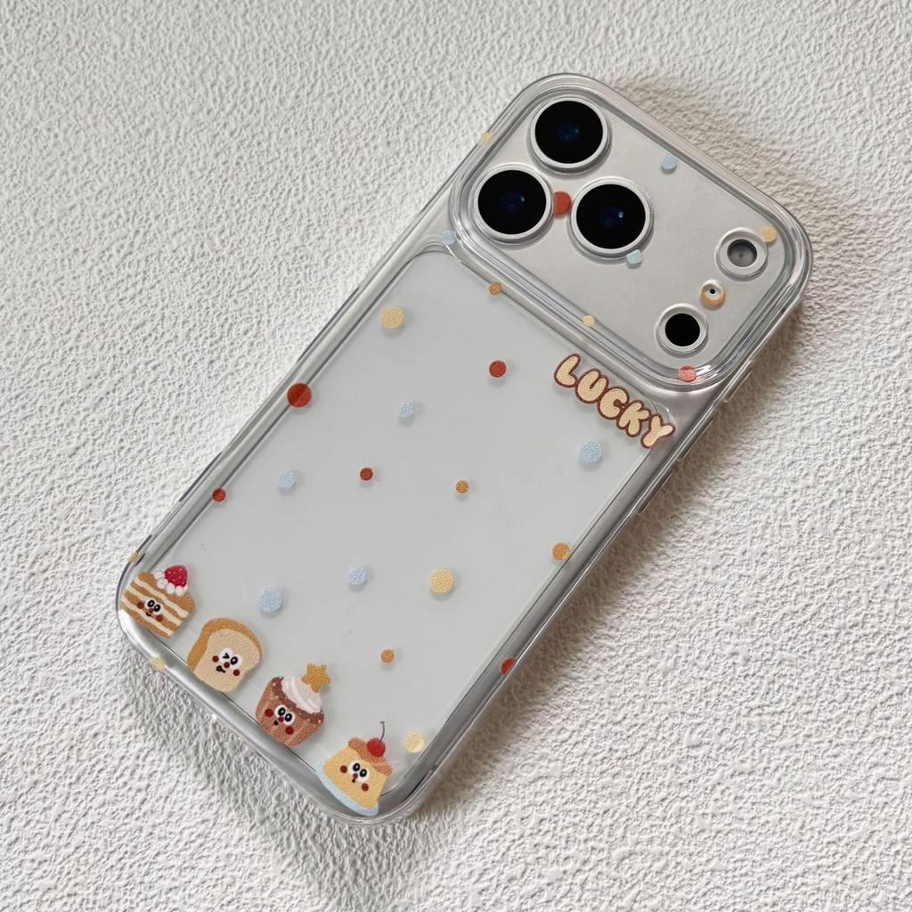 Polka dot dessert bread is suitable for Apple 16/17Pro mobile phone case IP15 anti-drop 14 cute 13 transparent space case