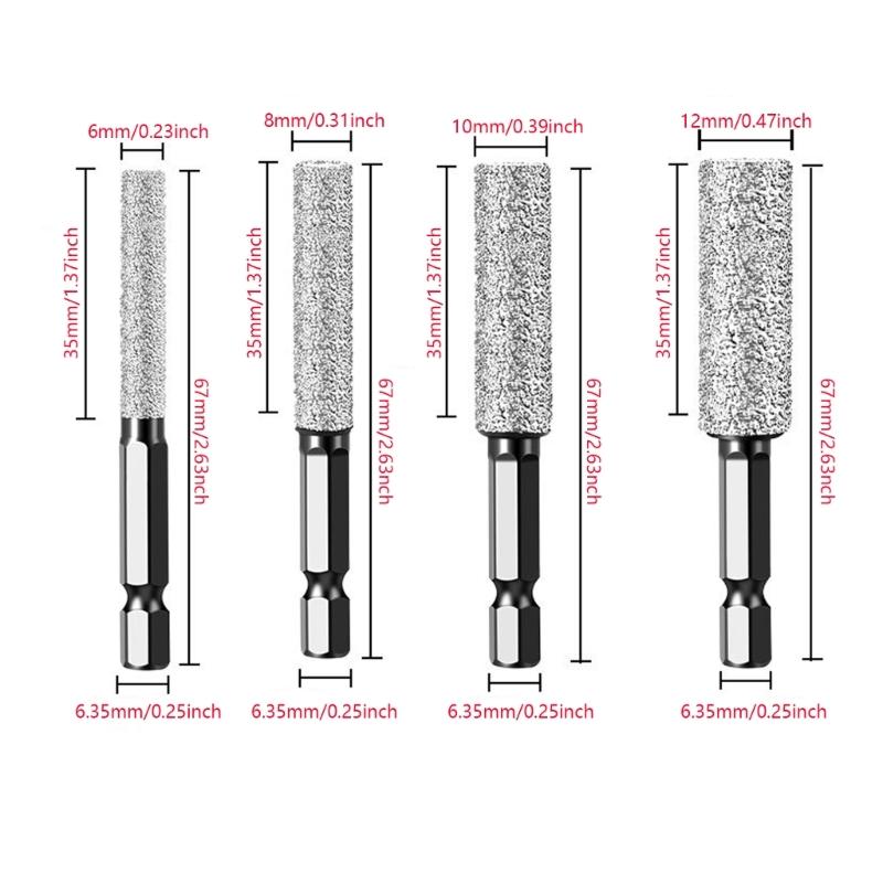6-12mm Diamonds Drill Bit Set Drilling and Grinding Hexagonal Shank Diamonds Drill Bit Hole Saw for Ceramic Tile Granite