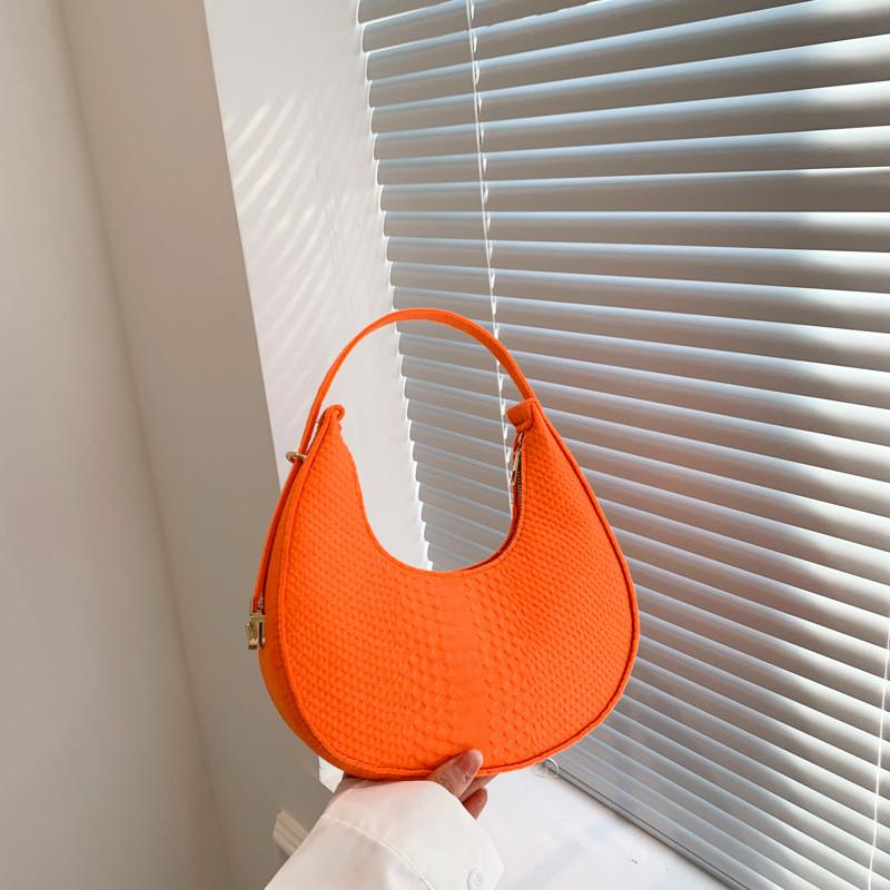 Chic Minimalist Crescent Bag For Women In Black Pink Orange Green And Brown Colors