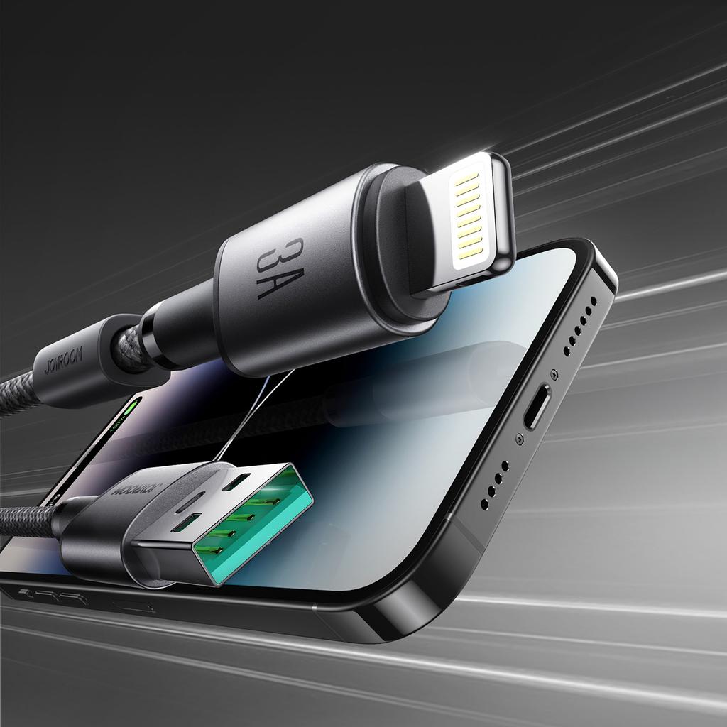 USB-A - iPhone Lightning cable with magnetic holder organizer 1.2m - gray