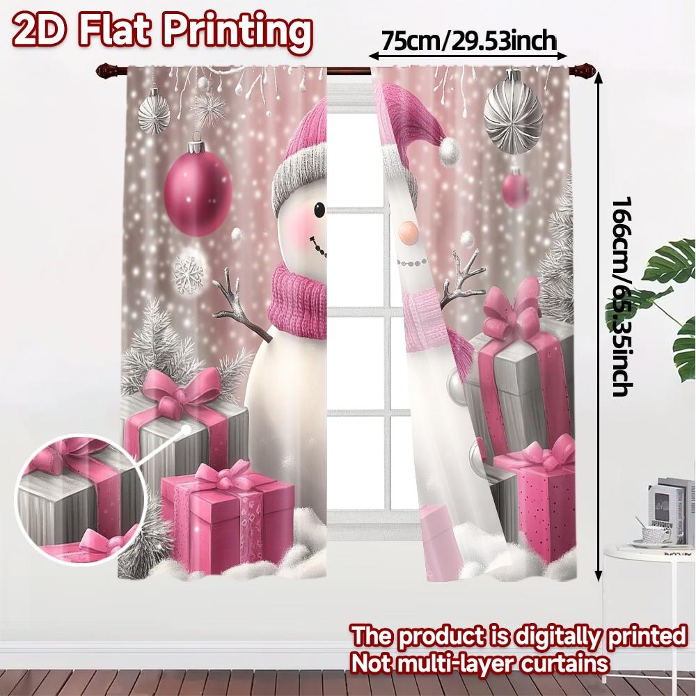 2pcs,Curtains Cute Snowman Gifts Christmas (2) Pattern Modern Curtains Versatile Fabric Curtains All Seasons Suitable for
