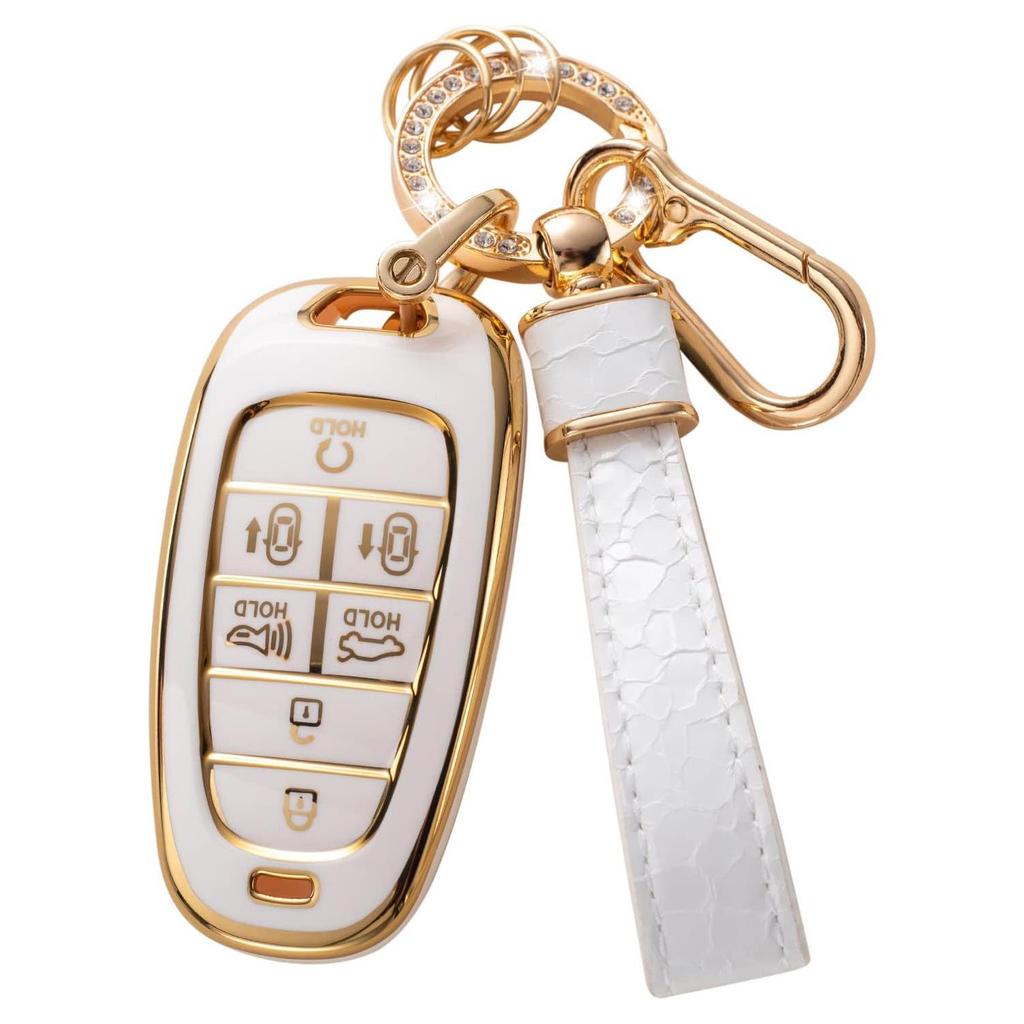 Gold-Edged Key Cover Pendant with Stone Pattern Keychain for Cars - Cross-Border Bestseller