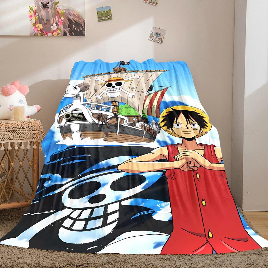 Anime One Piece Flannel Lightweight Blanket Home Decor Sofa Bed Travel Cover Family Gift For All-Season LXR138