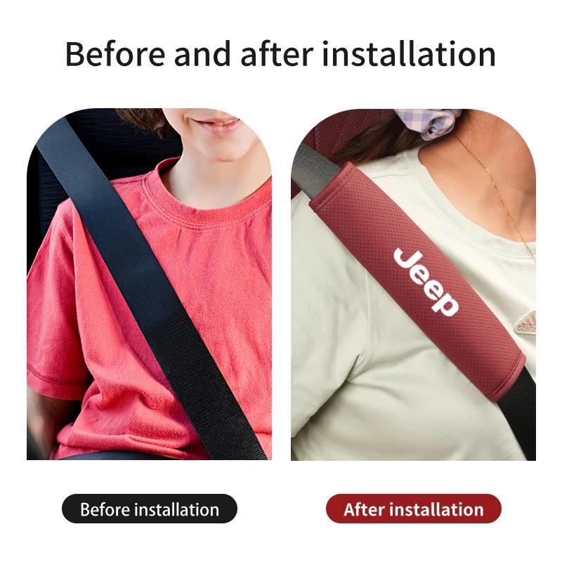 For Jeep Breathable Car Seat Belt Padding Pad Interior Accessories For Jeep Wrangler Renegade Compass Grand Cherokee JK Patri
