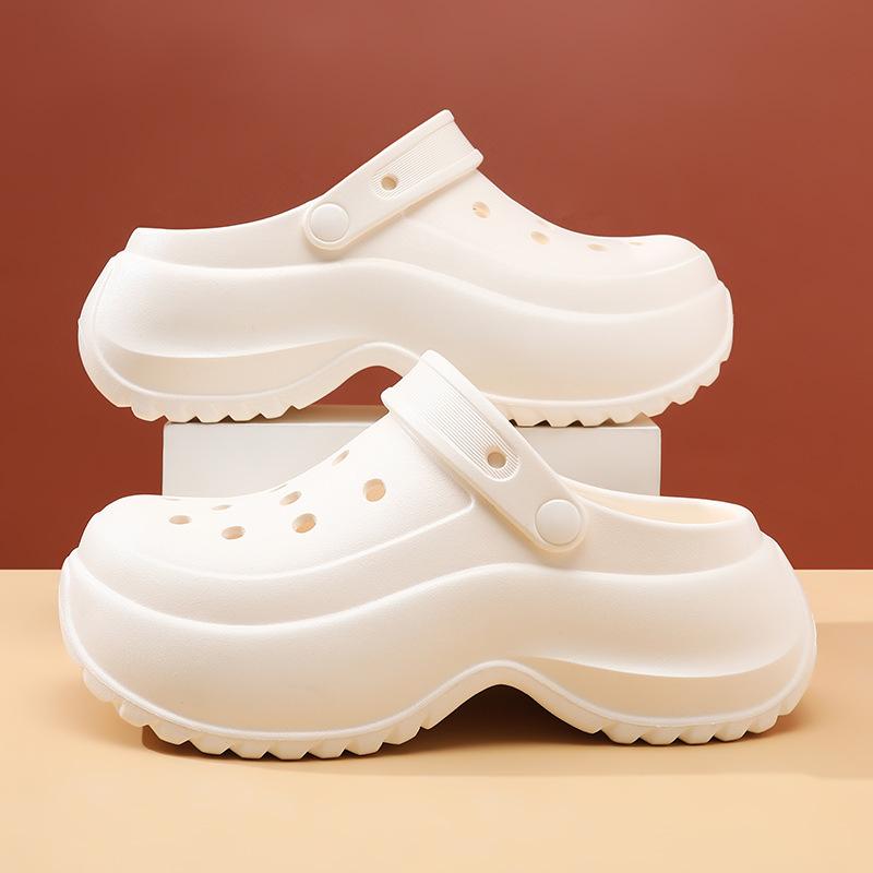 

EVA thick-soled hole shoes heighten women s summer outer slippers, wear-resistant, non-smelly feet, non-slip garden shoes 35-36 білий