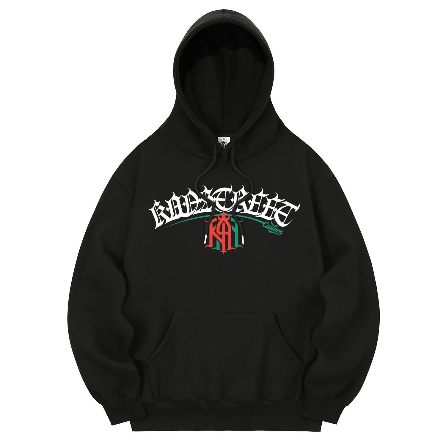 Khan 6312 Khb0160 Lettering Khan Two-Cut Fleece Hoodie - Black M