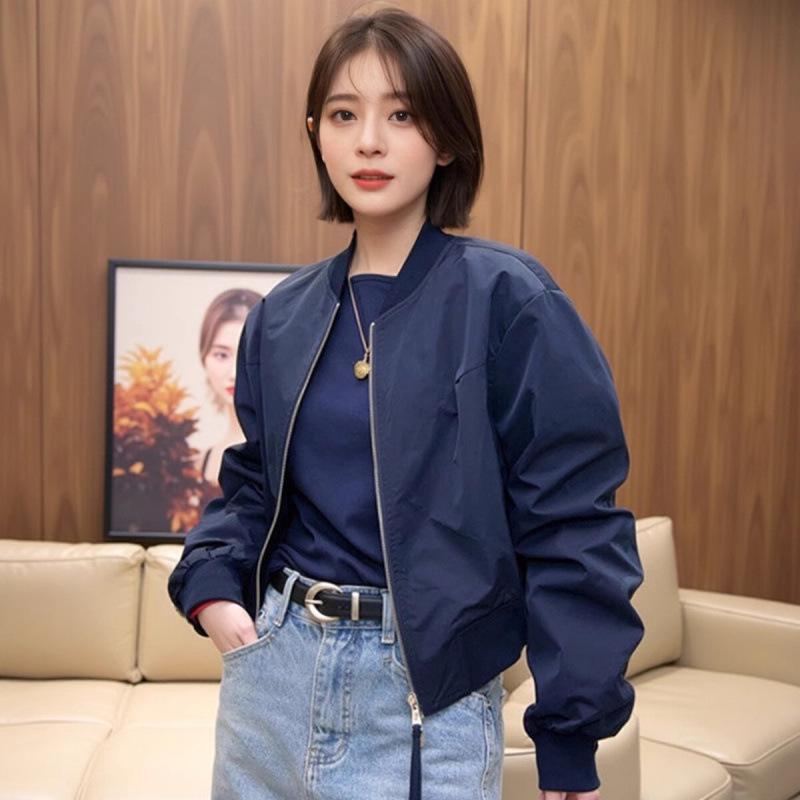 Осень 2025 Корейская мода Женская свободная повседневная бейсбольная куртка L