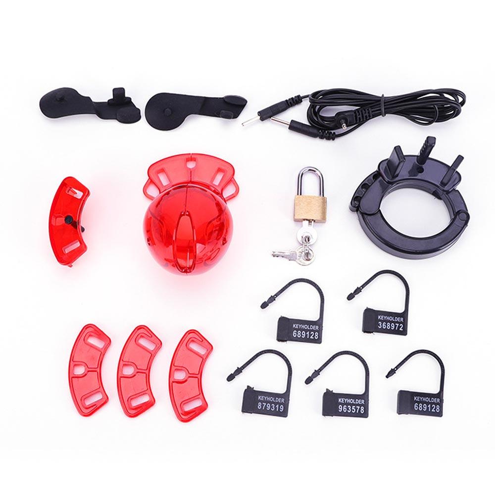 Electric Shock Chastity Cage Cock Cage Plastic Male Chastity Device Sex Toys Penis Cage With Host Vibrating Cock Ring For Men