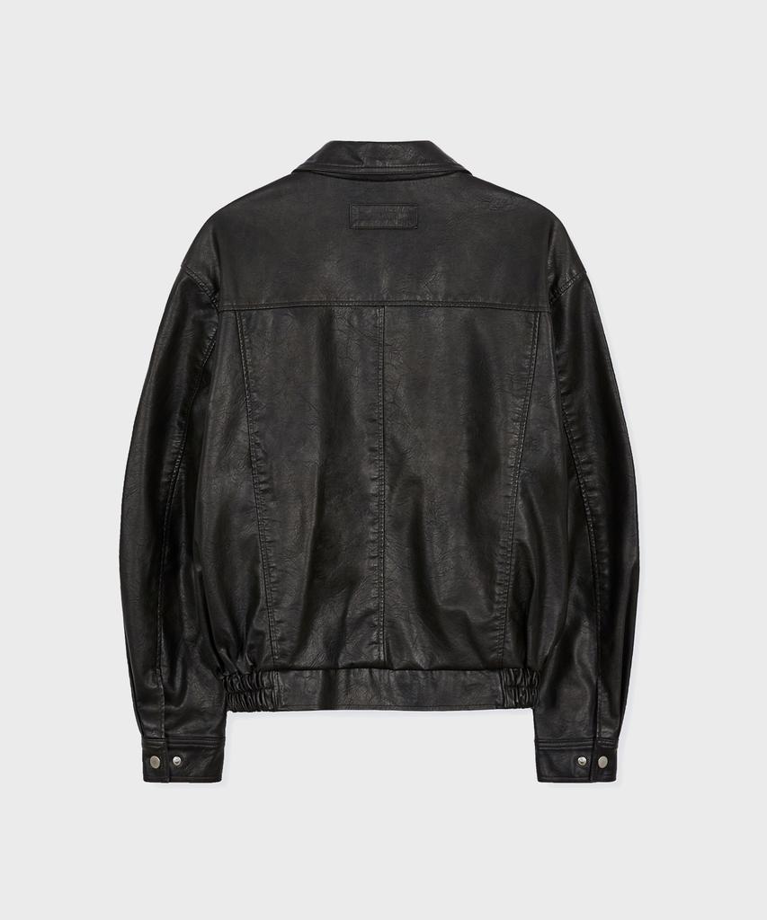 Qs Washed Faux Leather Blouson (Dk Brown)