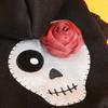 Pet Clothes Dog Cat Silver Skull Halloween Sweater Black Thickened Funny White Skull Embroidered Button Hooded Jacket
