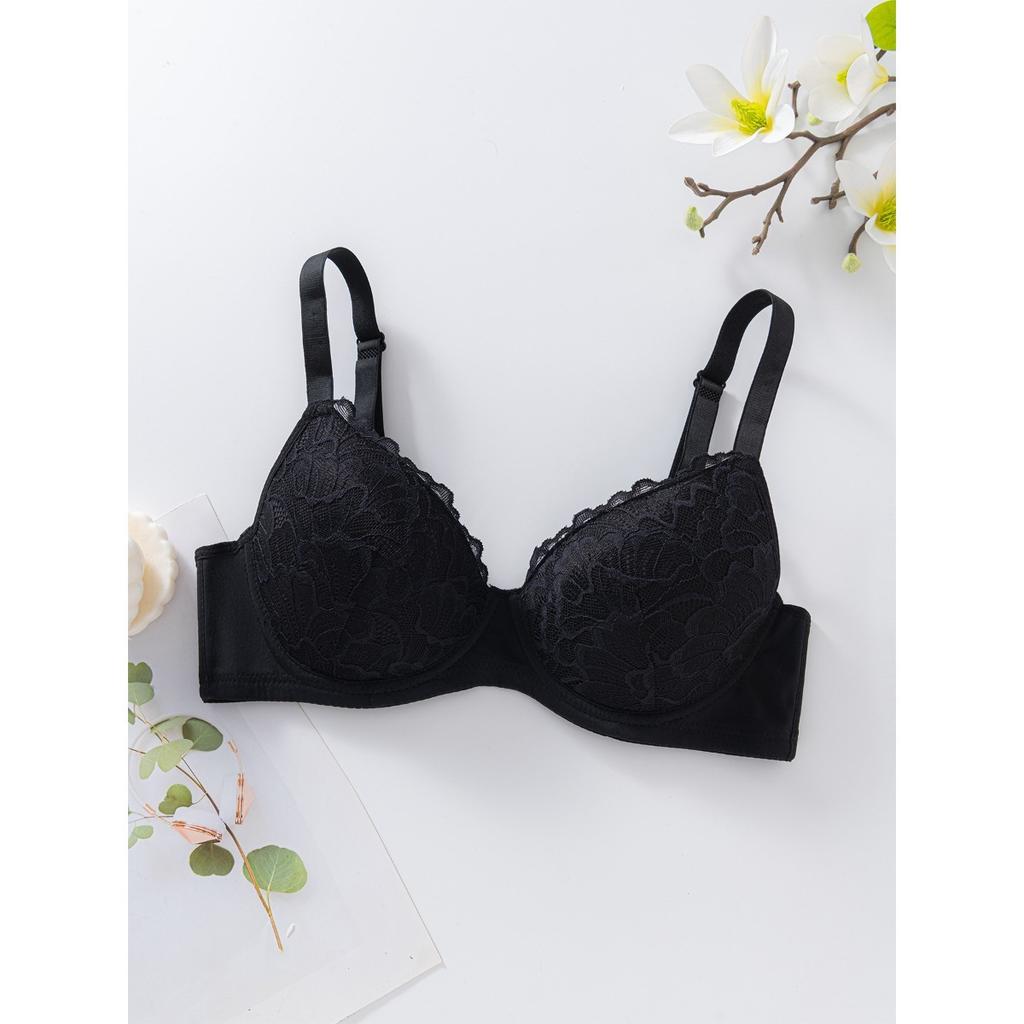 Lace Lingerie, Women's, Top Support, with Steel Rims, Versatile, Breathable, Plain Bra