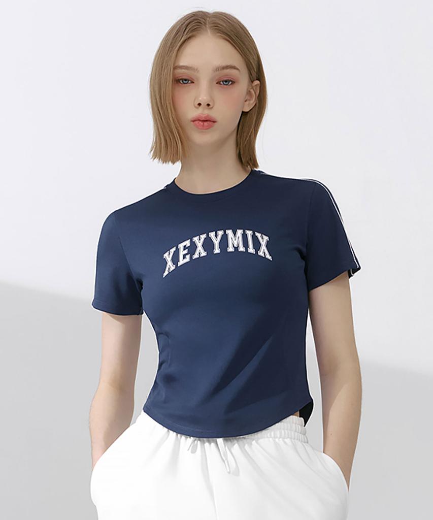 XEXYMIX Piping Contrast Crop Short Sleeve Xfk2Ts1102