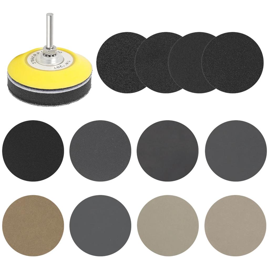 180Pcs 1/3 Inch Sanding Discs Polishing Sandpaper 60-10000 Grit Sanding Pads Car Quick Change Sanding Sheet Polishing Tools