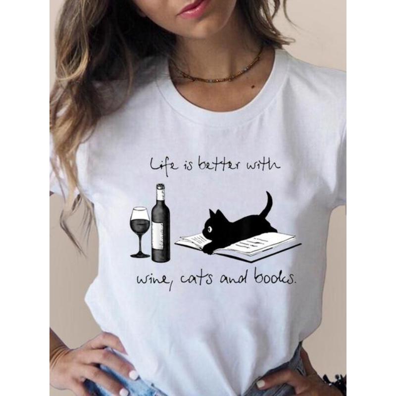 Imprimat T Moda 3D Pisică Tendință minunată Îmbrăcăminte pentru femei drăguță Haine cu mânecă scurtă Tricouri de vară Tricou grafic pentru femei