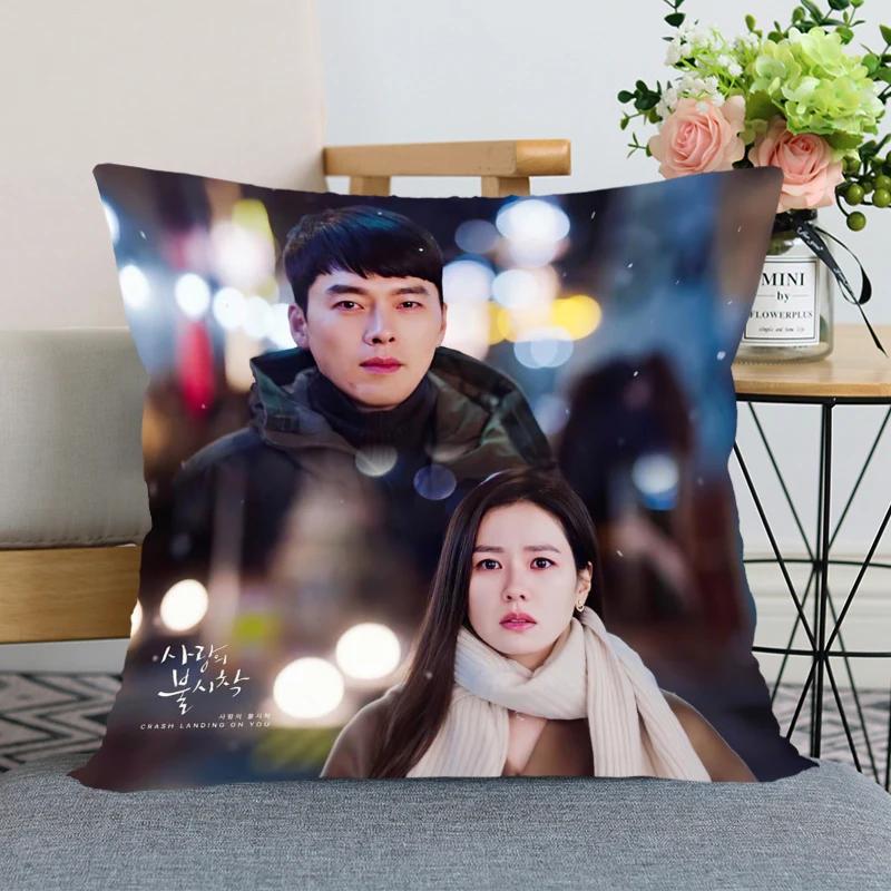 45x45cm Crash Landing On You Hyun Bin Pillowcase Bedroom Home Decorative Pillow Cover Square Zipper Pillow Cases Satin Fabric