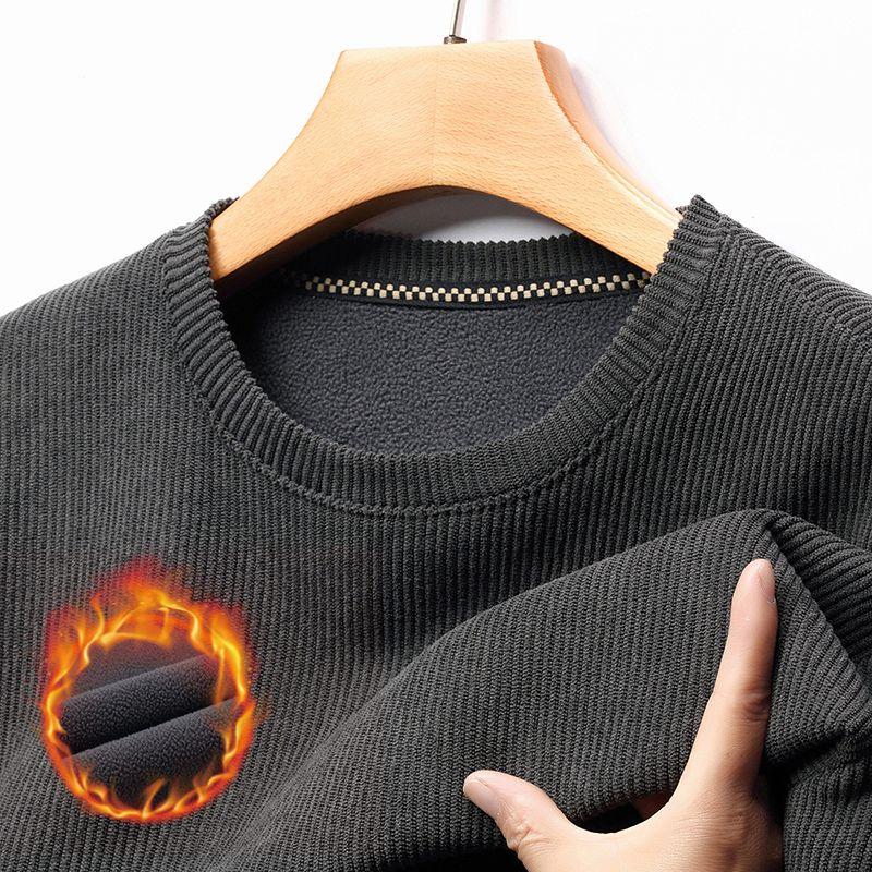 Men's Top Winter Warm Knit Sweater Pullover Round Neck Top Plus Size Long Sleeve