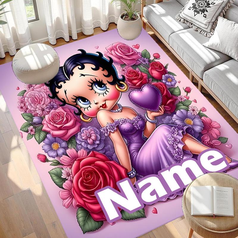 Custom Name Personalized Betty Boop Print Carpet, Versatile Home Decor Rug, for Playroom, Apartment, Balcony, Entryway, Hallway Gift