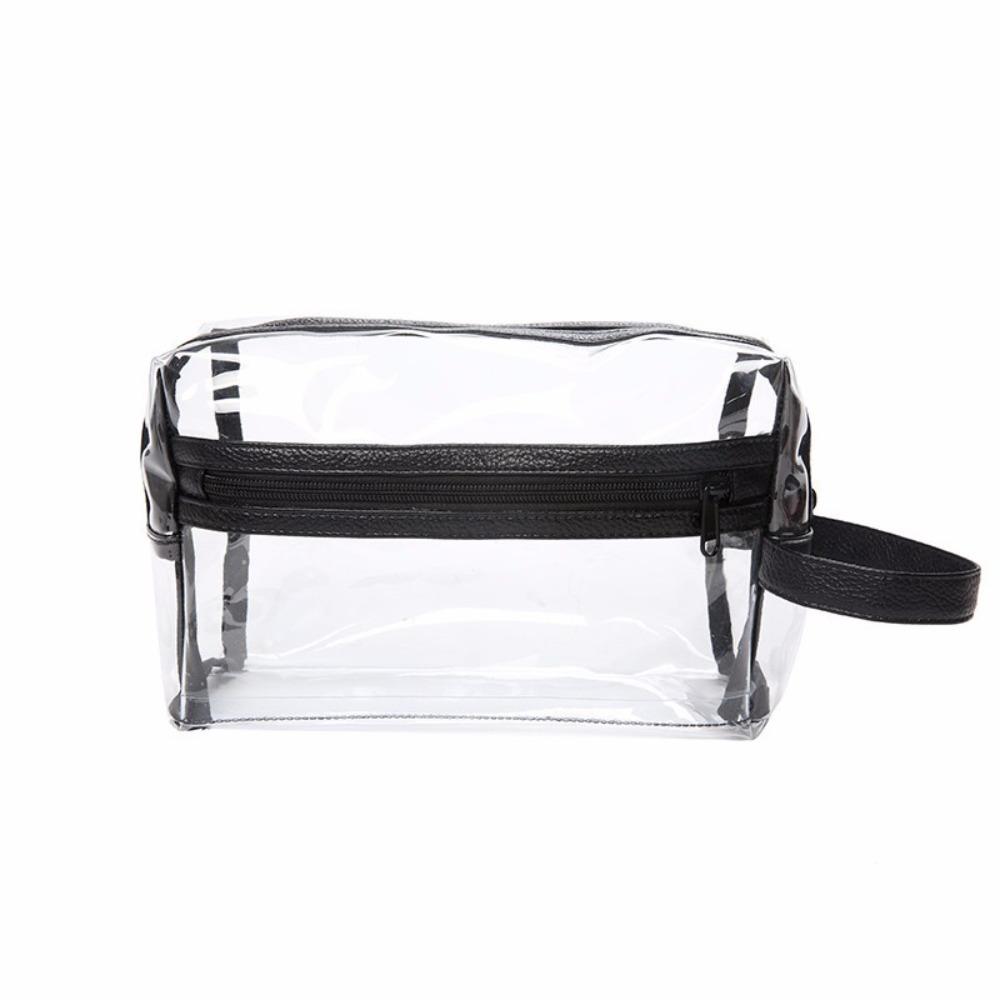 

Portable Travel Cosmetic Container Handle Wash Pouch Cartoon Clear Makeup Bag Trips чёрный