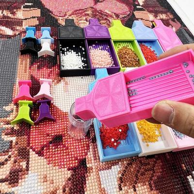 DIY Craft 2in1 Large Diamond Painting Tray Embroidery Large Capacity Beads Sorting Storage Tray With Cover Colourful